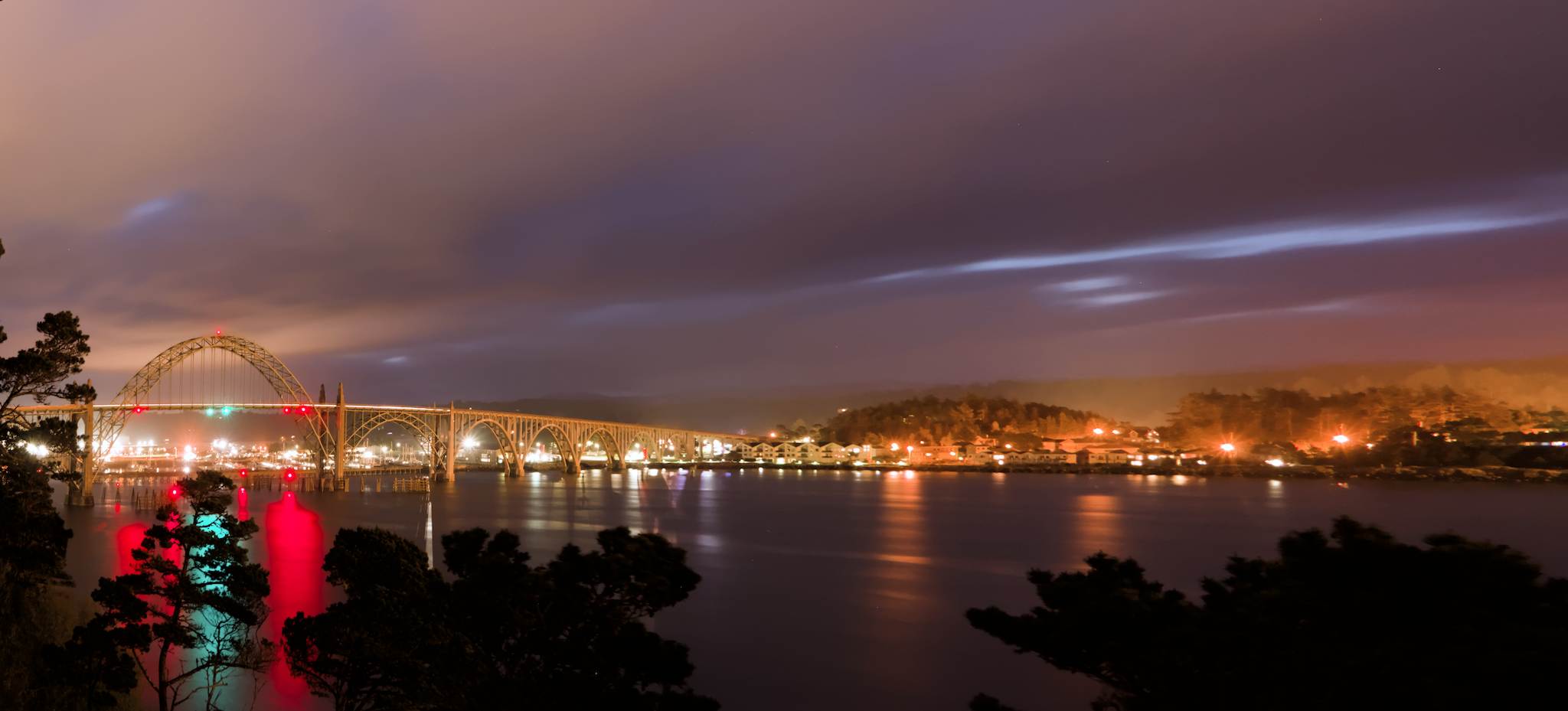 Newport Bridge Night Nw Viewpoint Yaquinna Bay - Photography by Gabe Murk